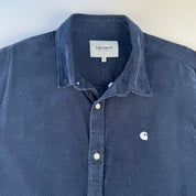 Navy Carhartt WIP Long Sleeve Madison Corduroy Button Down Shirt XL
