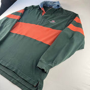 1990s Gant Embroidered Spellout Panel Rugby Polo Shirt M