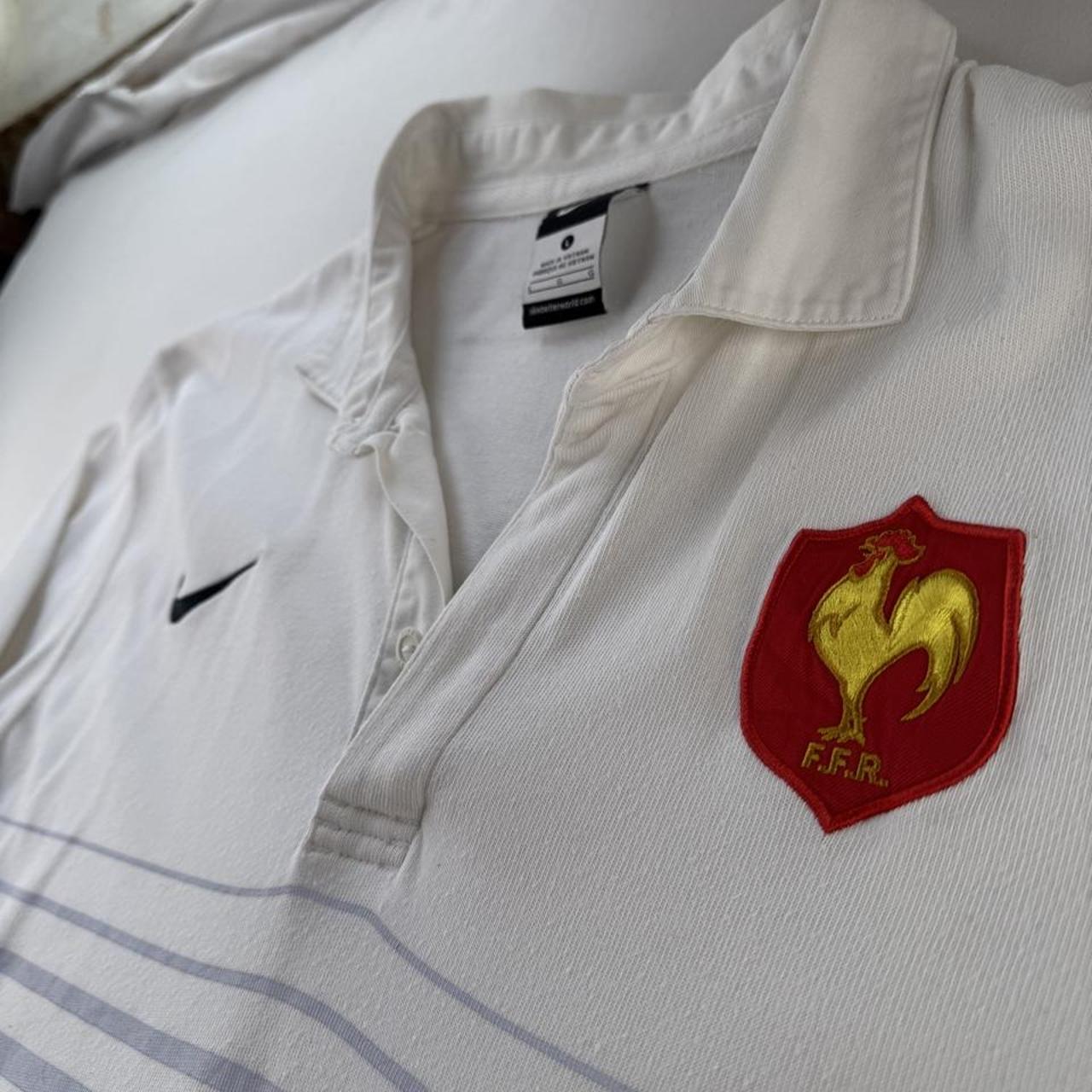 2009 Embroidered France Rugby Striped Rugby Polo L