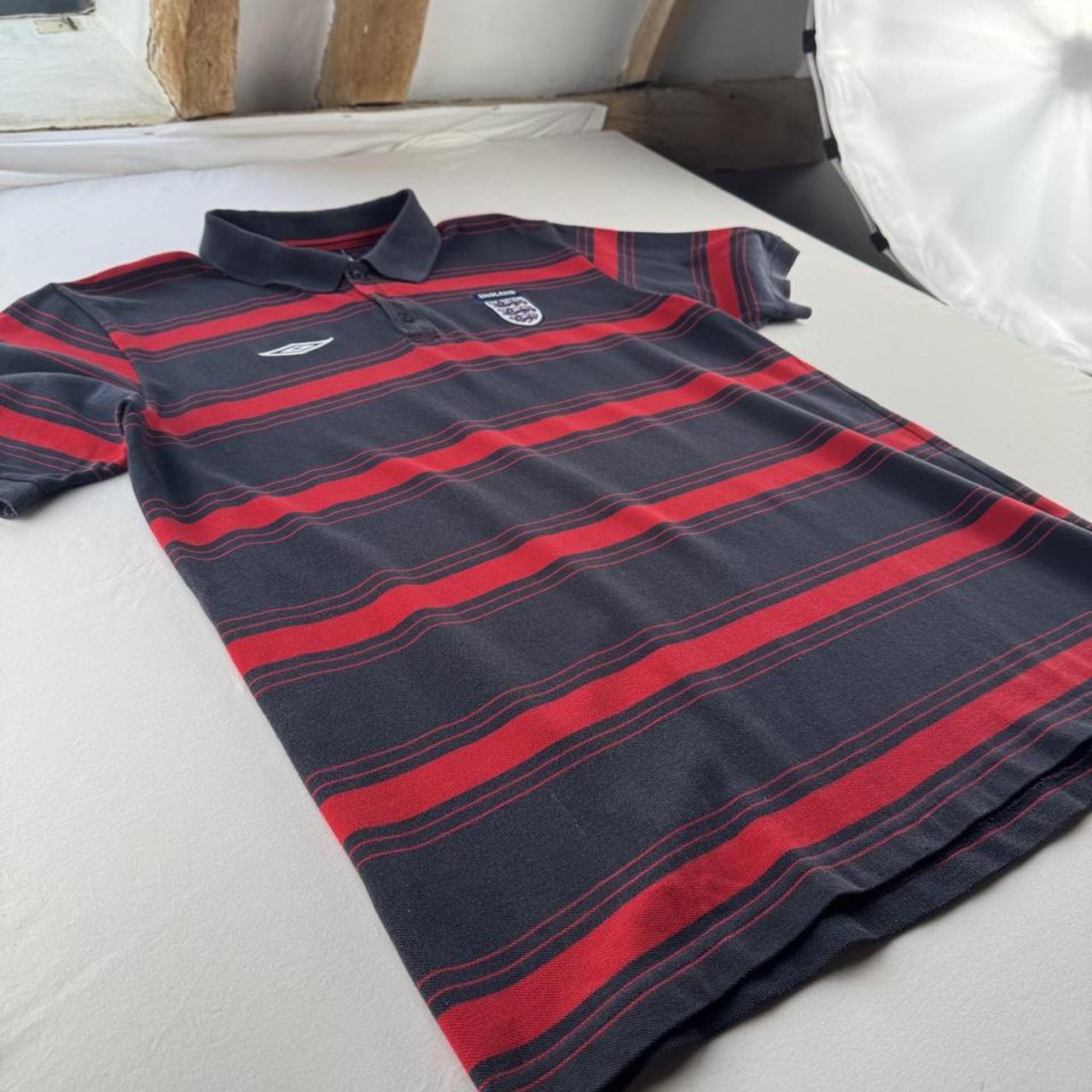 2004 Umbro Embroidered England Football Striped Polo Top XL