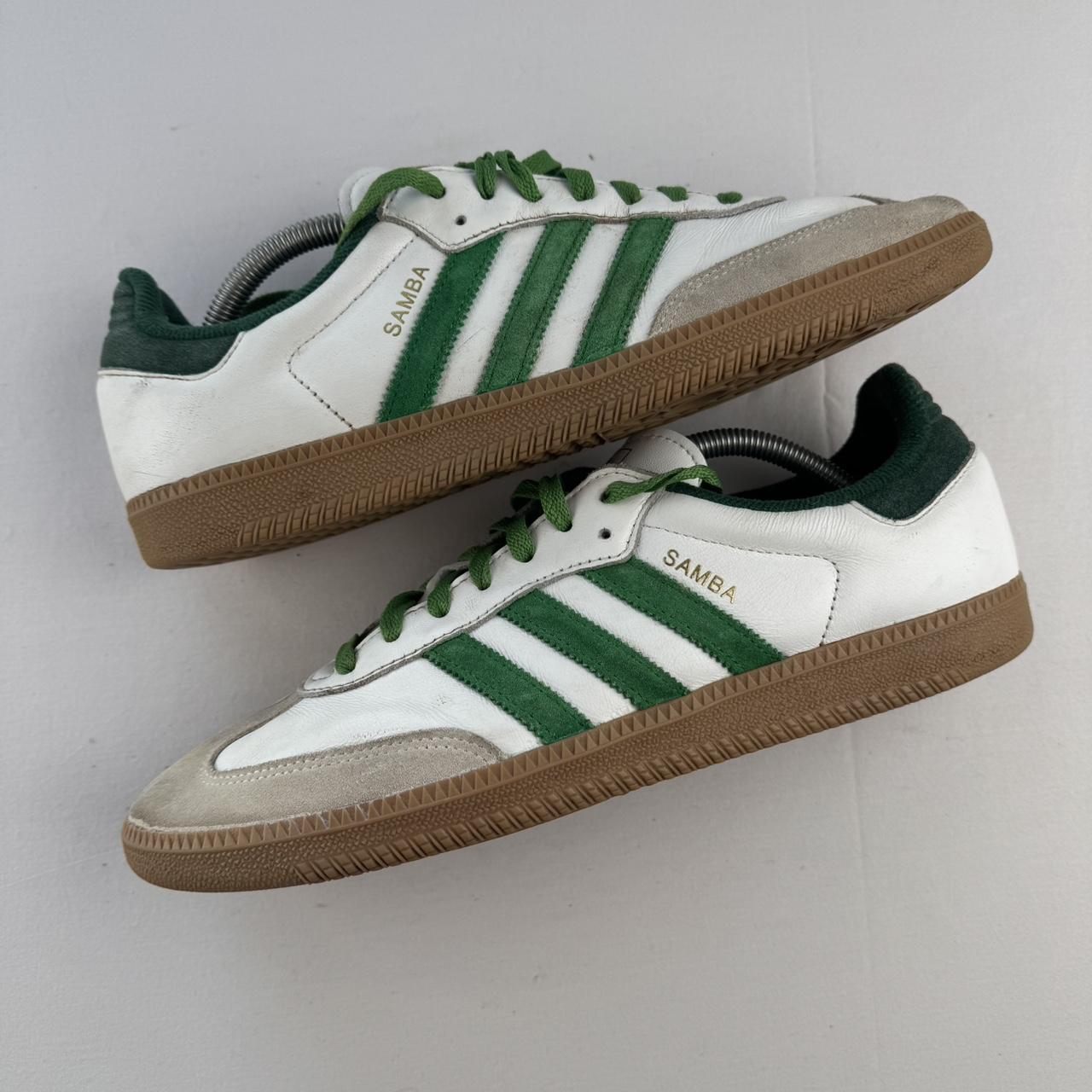 Adidas White and Green Samba OG UK10