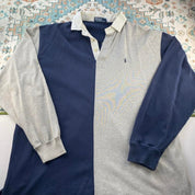 Polo Ralph Lauren split colour rugby polo shirt, oversized fit, featuring embroidered logo.