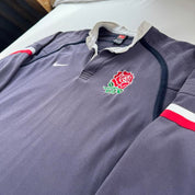 1990s Nike England Rugby Long Sleeve Rugby Polo Shirt L