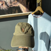 Polo Ralph Lauren khaki hat with embroidered logo and adjustable strap.