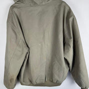 Carhartt active jacket, orange, oversized fit, visible logo, durable material.