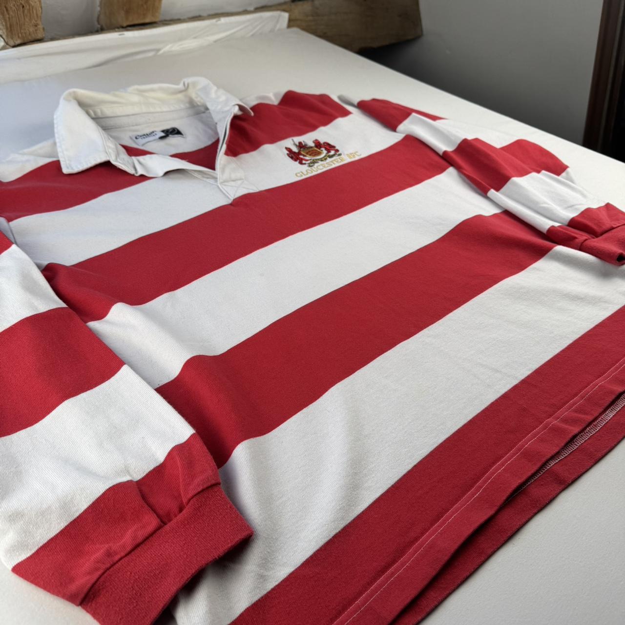 Rare Vintage Cotton Traders Gloucester Rugby Striped Long Sleeve Rugby Polo Shirt XL