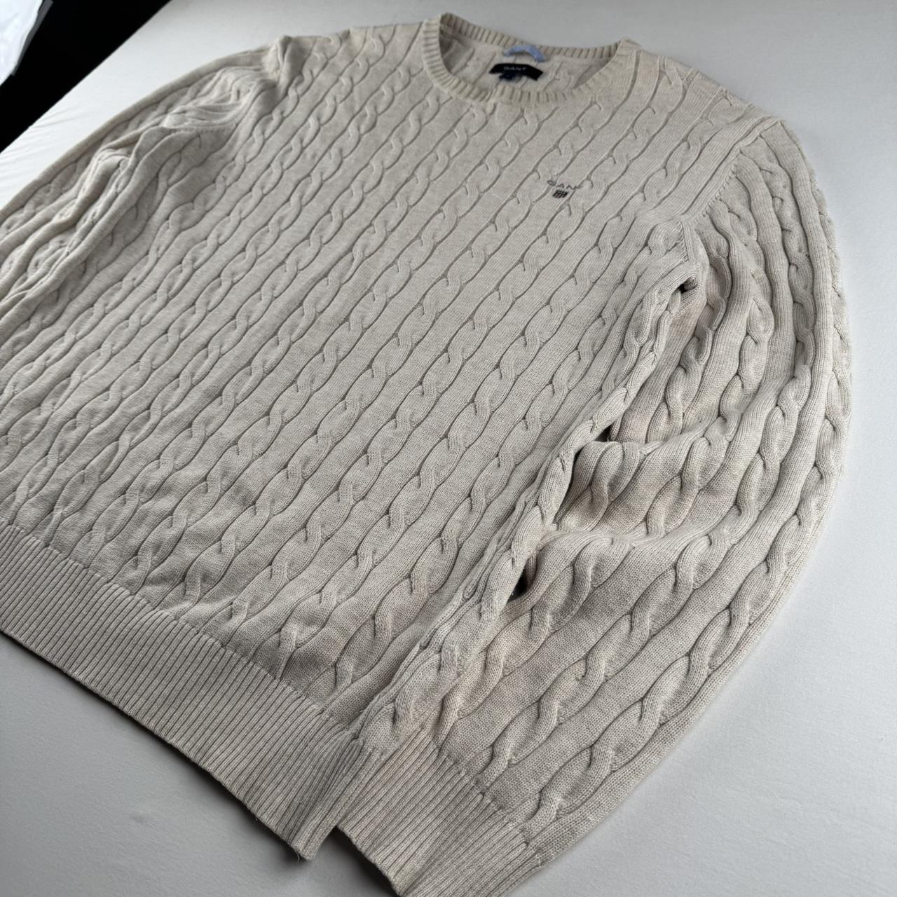 Gant Cotton Embroidered Spellout Cable Knit Jumper L