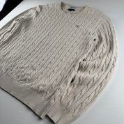 Gant Cotton Embroidered Spellout Cable Knit Jumper L