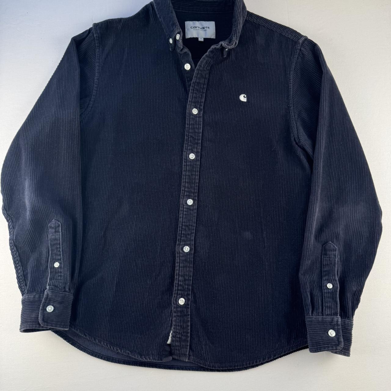 Navy Carhartt WIP Long Sleeve Madison Corduroy Button Down Shirt S