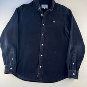 Navy Carhartt WIP Long Sleeve Madison Corduroy Button Down Shirt S