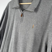 Polo Ralph Lauren oversized quarter zip fleece in navy blue with ribbed texture.