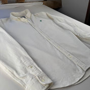 White and Green Carhartt WIP Long Sleeve Madison Corduroy Button Down Shirt M
