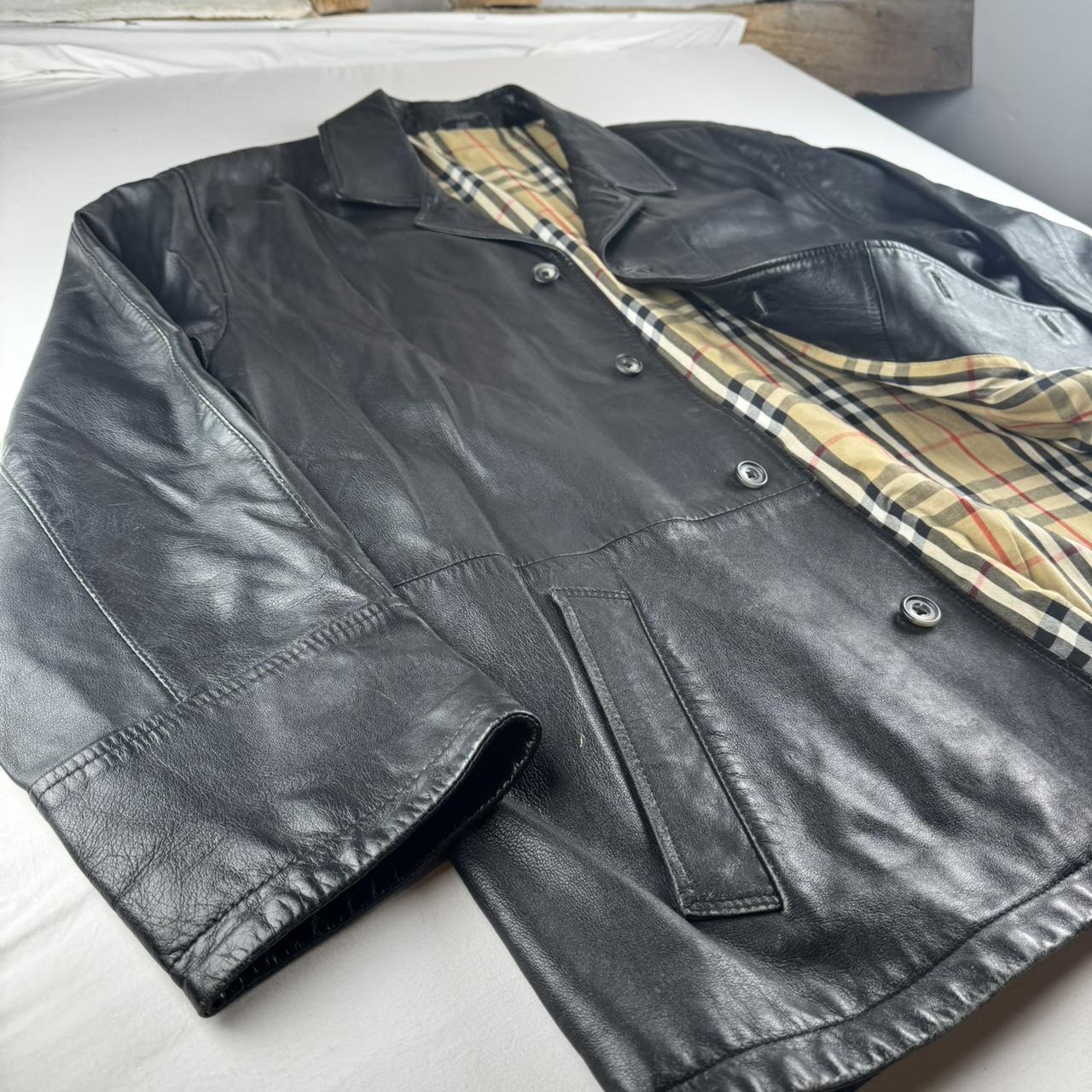 Early 2000s Burberry Leather Mac Jacket 54 (L/XL)