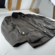 Like New Dark Brown Barbour Ashby Wax Jacket with Corduroy Collar S