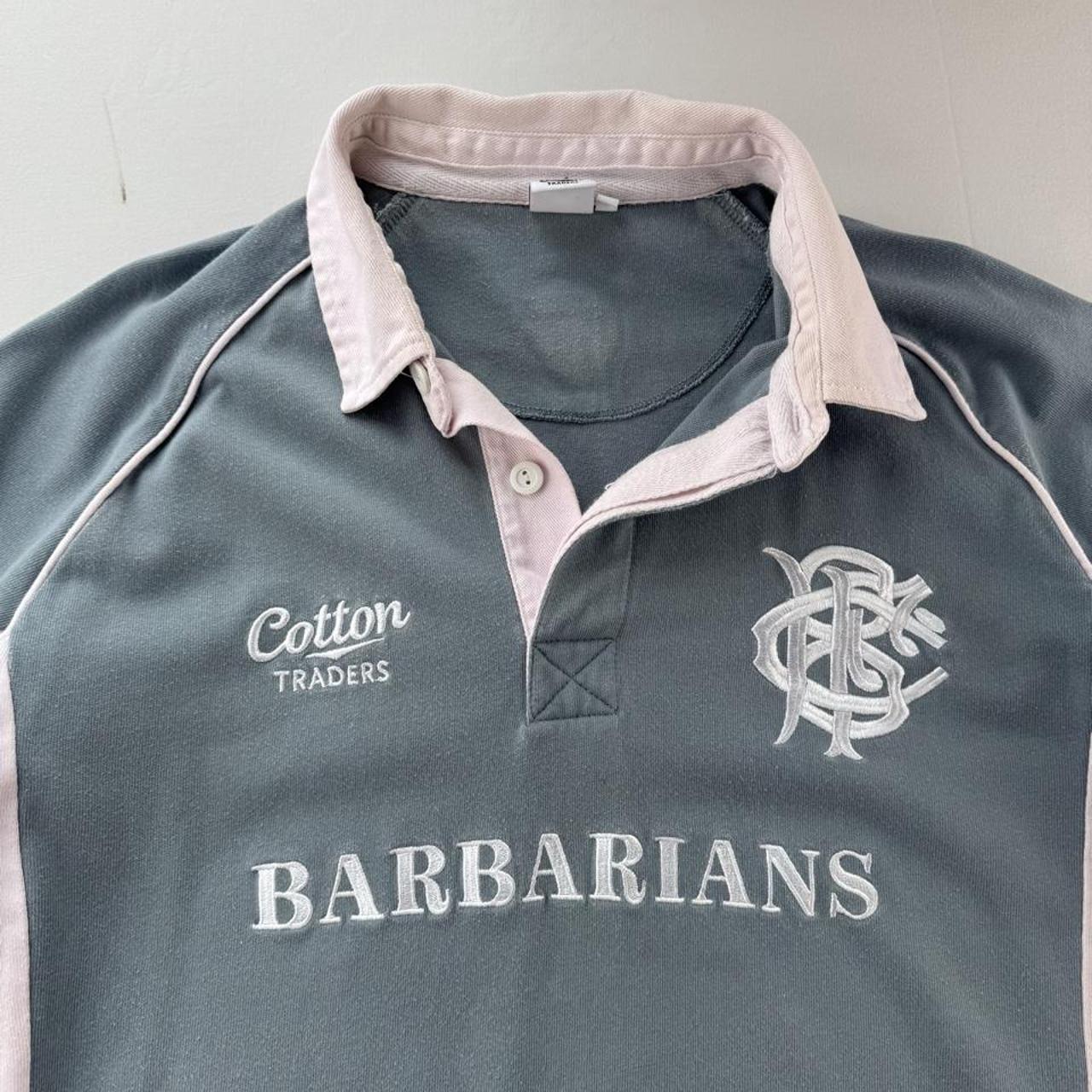 Salmon Pink Sky Blue Cotton Traders Barbarians Rugby Polo Shirt XL