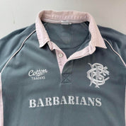Salmon Pink Sky Blue Cotton Traders Barbarians Rugby Polo Shirt XL