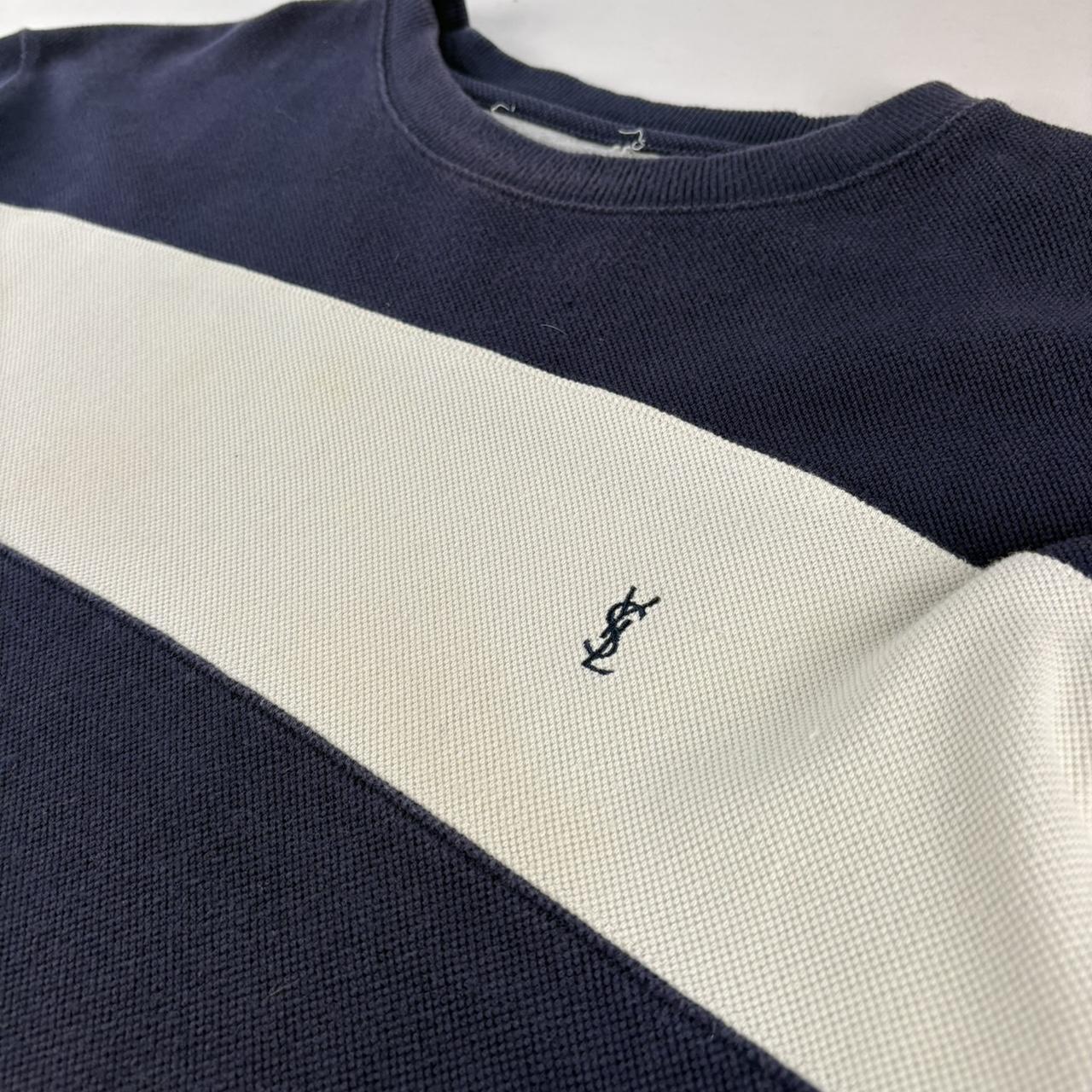 Yves Saint Laurent Striped Cotton Crewneck L
