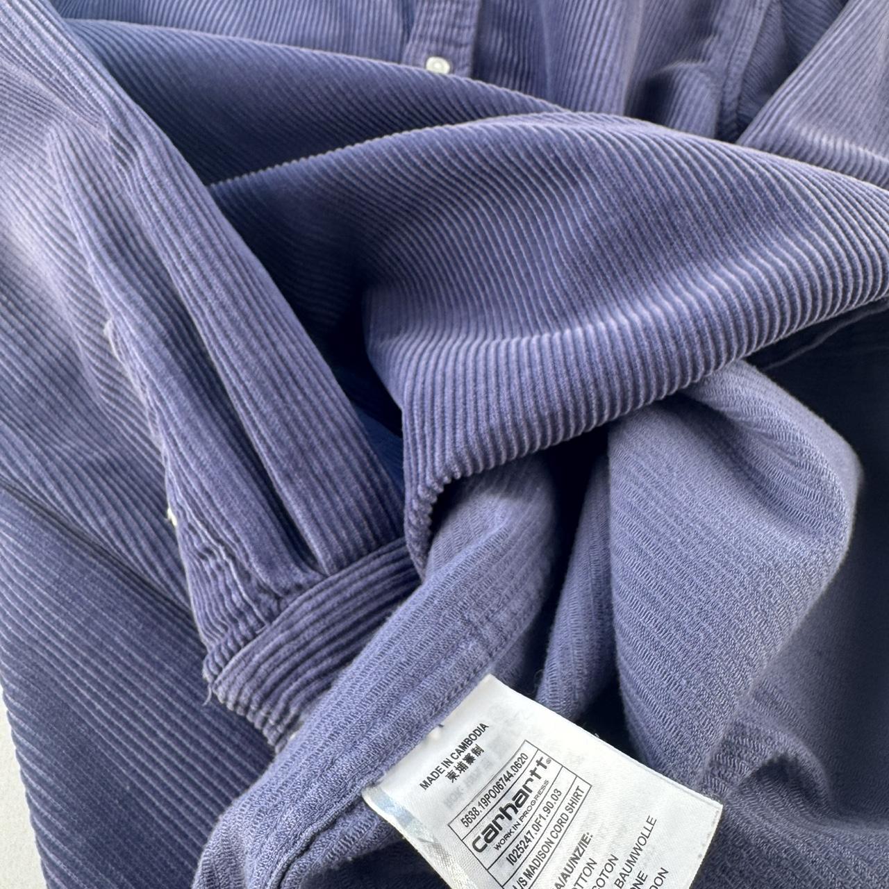 Purple Carhartt WIP Long Sleeve Madison Corduroy Button Down Shirt L