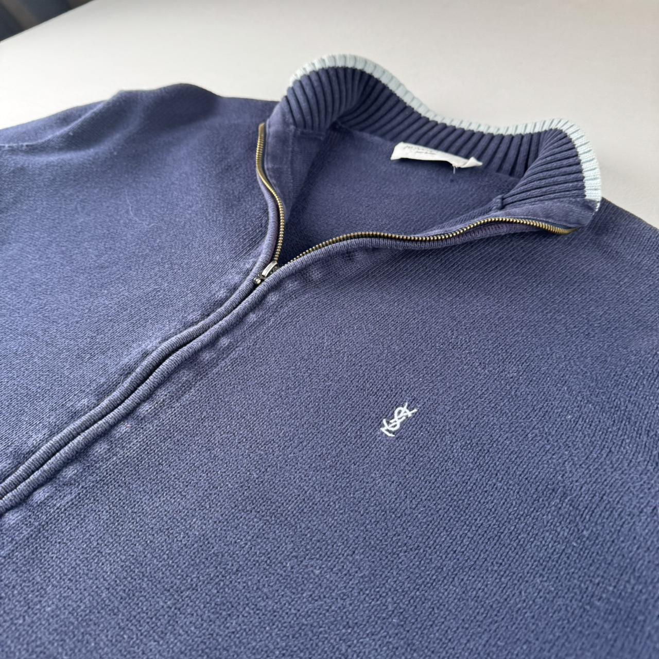 Yves Saint Laurent YSL Embroidered Logo Thick Knitted Jumper with Trim L
