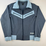 Unisex Early 2000s Blue and Light Blue Cotton Track Jacket XS