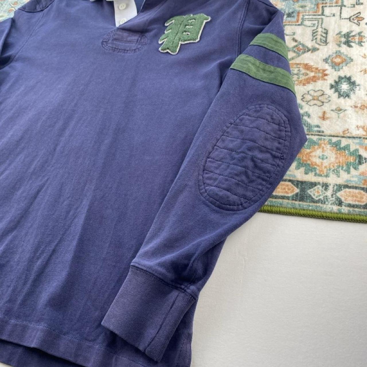 Polo Ralph Lauren thick rugby polo shirt in navy and green with embroidered logo.