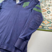 Polo Ralph Lauren thick rugby polo shirt in navy and green with embroidered logo.