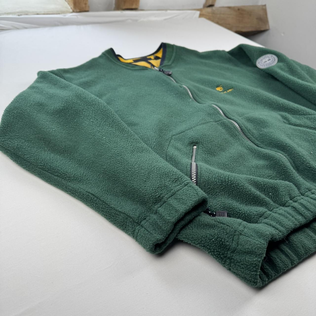 2000s Green Timberland Embroidered Full Zip Fleece Jacket M