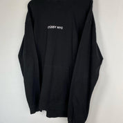 Stüssy grey hoodie with NYC centre print and backprint, relaxed fit.