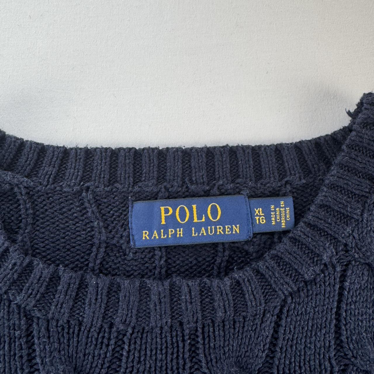 Modern Polo Ralph Lauren Red Pony Navy Cable Knit XL