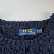 Modern Polo Ralph Lauren Red Pony Navy Cable Knit XL