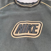 Vintage 2000s Nike Embroidered Dark Green and Cream Nike Sweatshirt L