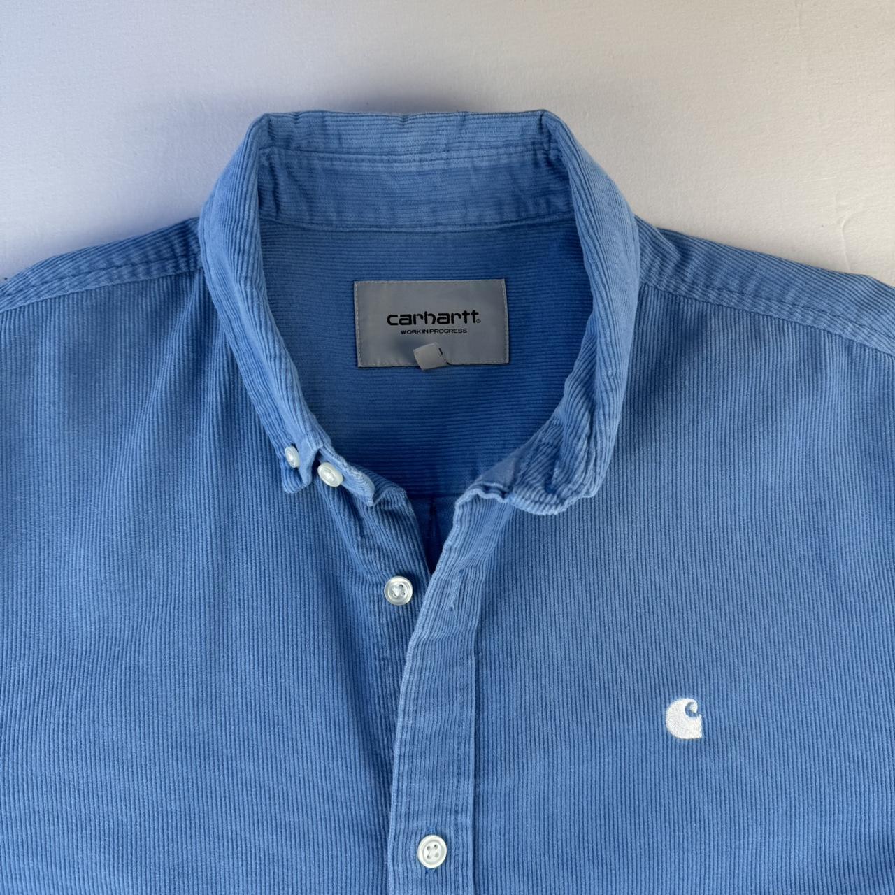 Blue Carhartt WIP Long Sleeve Madison Corduroy Button Down Shirt M