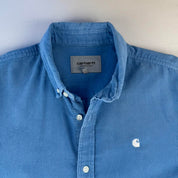 Blue Carhartt WIP Long Sleeve Madison Corduroy Button Down Shirt M