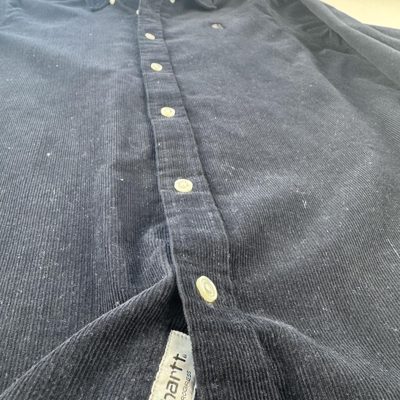 Navy Carhartt WIP Long Sleeve Madison Corduroy Button Down Shirt S