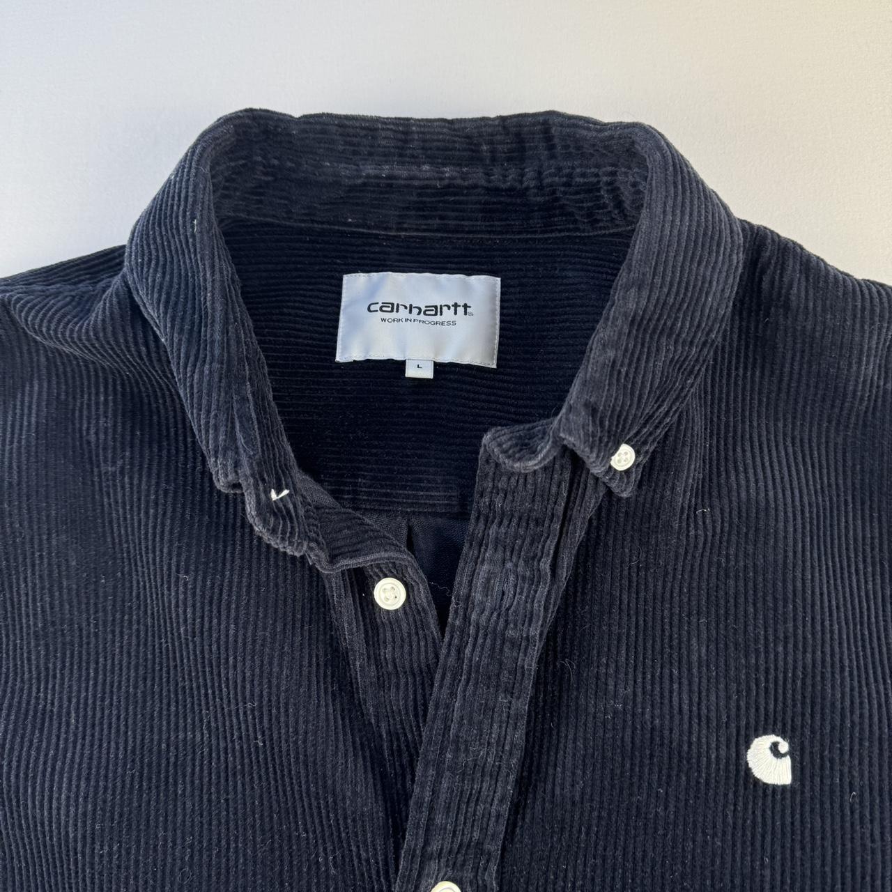 Navy Carhartt WIP Long Sleeve Madison Corduroy Button Down Shirt L