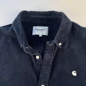 Navy Carhartt WIP Long Sleeve Madison Corduroy Button Down Shirt L