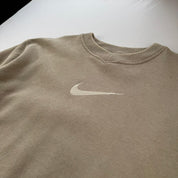 1990s Beige Embroidered Swoosh Nike Sweatshirt 12-14