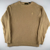 Beige Timberland Embroidered Logo Thick Knitted Navy Jumper M