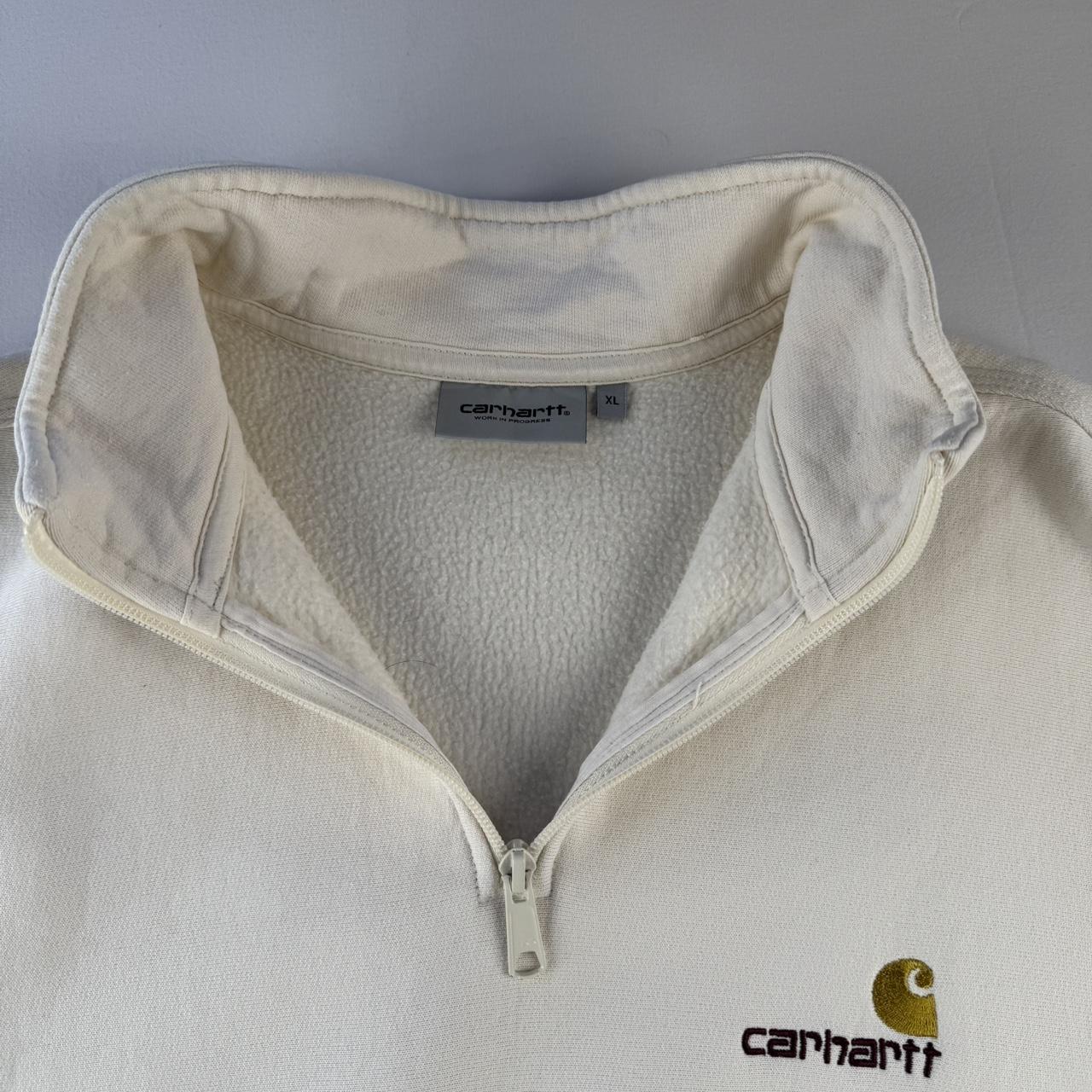 Carhartt WIP Embroidered Cream Quarter Zip Jumper XL