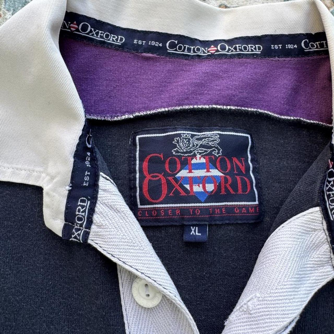 Cotton Traders men's polo shirt blue with Scotland rugby logo and cotton oxford material.