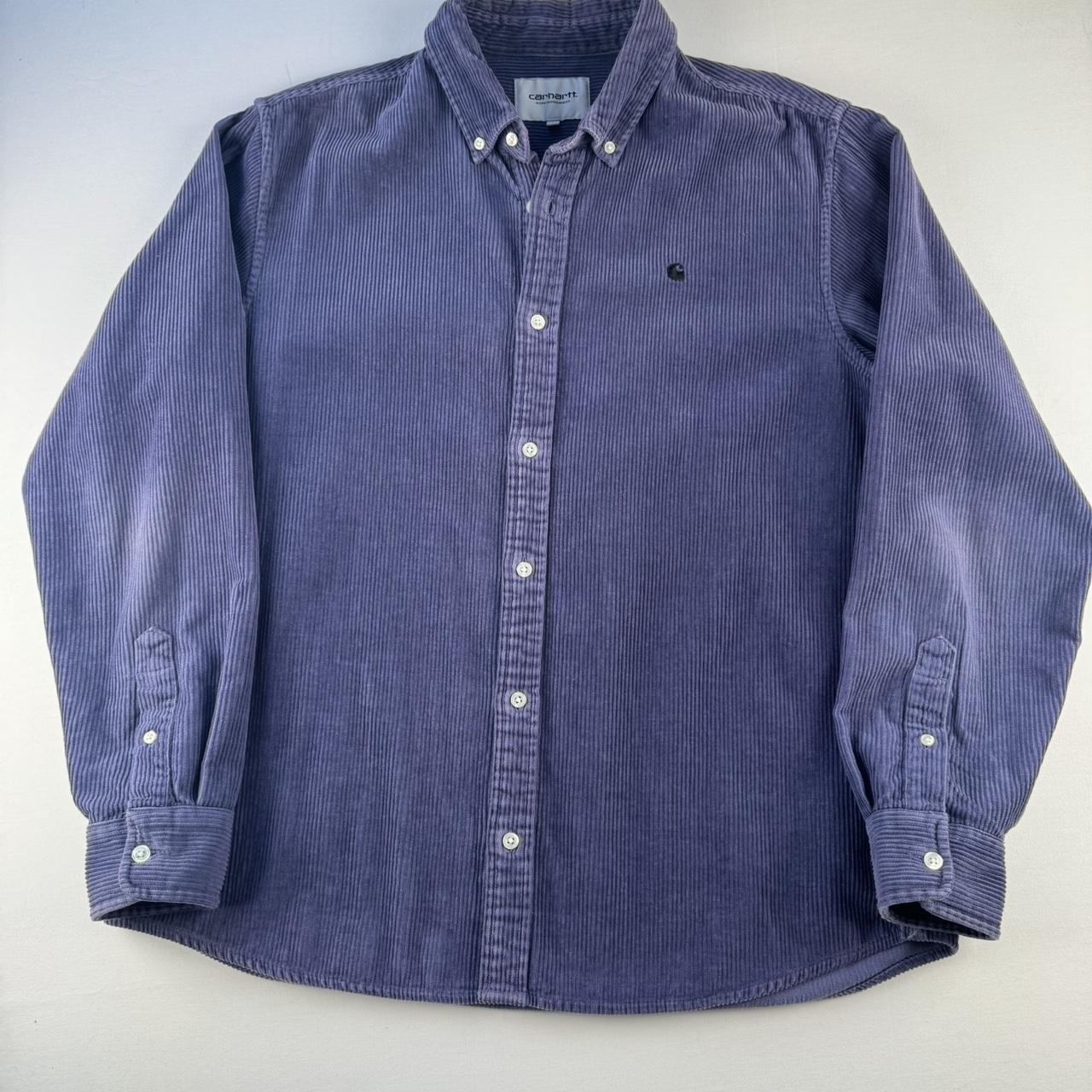 Purple Carhartt WIP Long Sleeve Madison Corduroy Button Down Shirt L