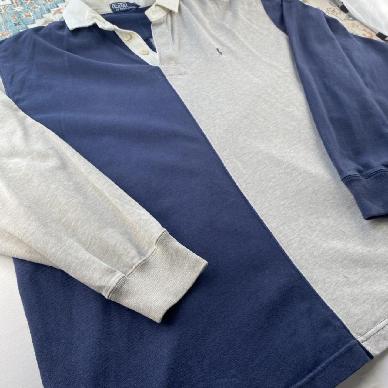 Polo Ralph Lauren split colour rugby polo shirt, oversized fit, featuring embroidered logo.