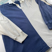 Polo Ralph Lauren split colour rugby polo shirt, oversized fit, featuring embroidered logo.
