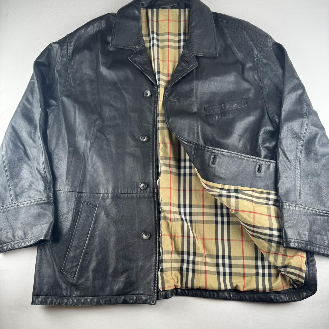 Early 2000s Burberry Leather Mac Jacket 54 (L/XL)