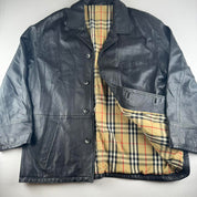 Early 2000s Burberry Leather Mac Jacket 54 (L/XL)