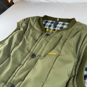 Barbour Embroidered Plaid Lining Puffer Gilet M