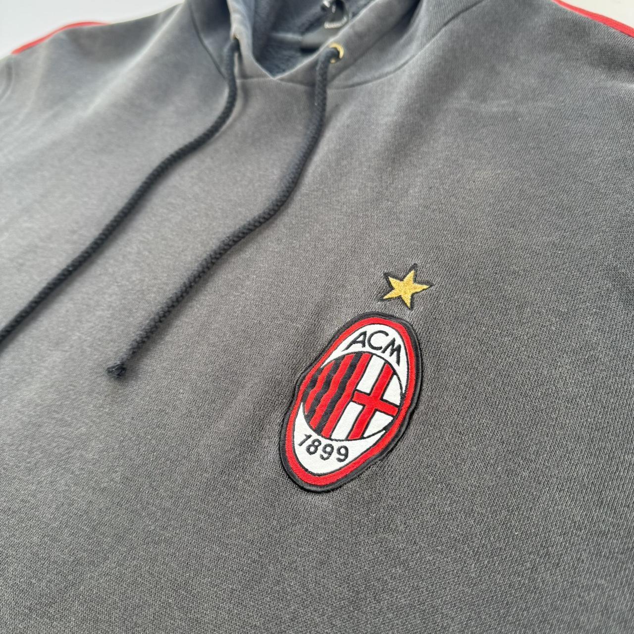 Mens AC Milan Adidas Embroidered Oversized Hoodie L