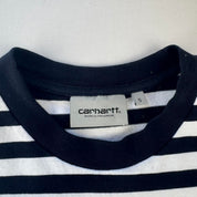 Navy and White Carhartt WIP Scotty Pocket Striped T-Shirt S