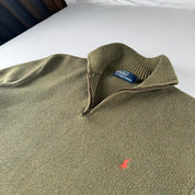 Polo Ralph Lauren Embroidered Pony Khaki Quarter Zip Fleece S