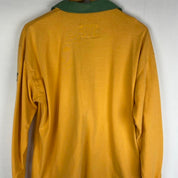 Cotton Traders green and yellow rugby polo with Wallabies logo and vintage design.